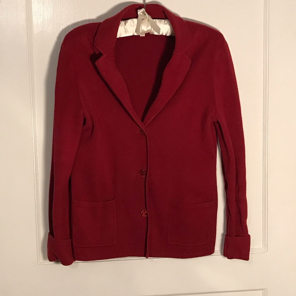 Talbots Red Knit Cardigan Sweater